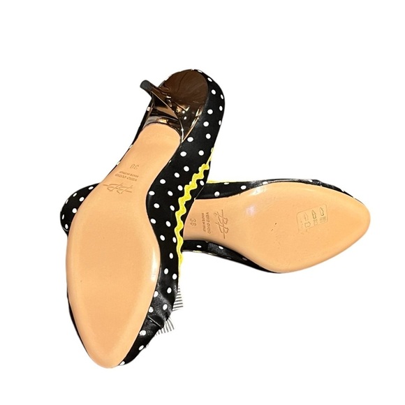 NEW BB Black White Polka Dot Embellished Peep Toe Kitten Heel Pumps ITALIAN MADE - Picture 12 of 14